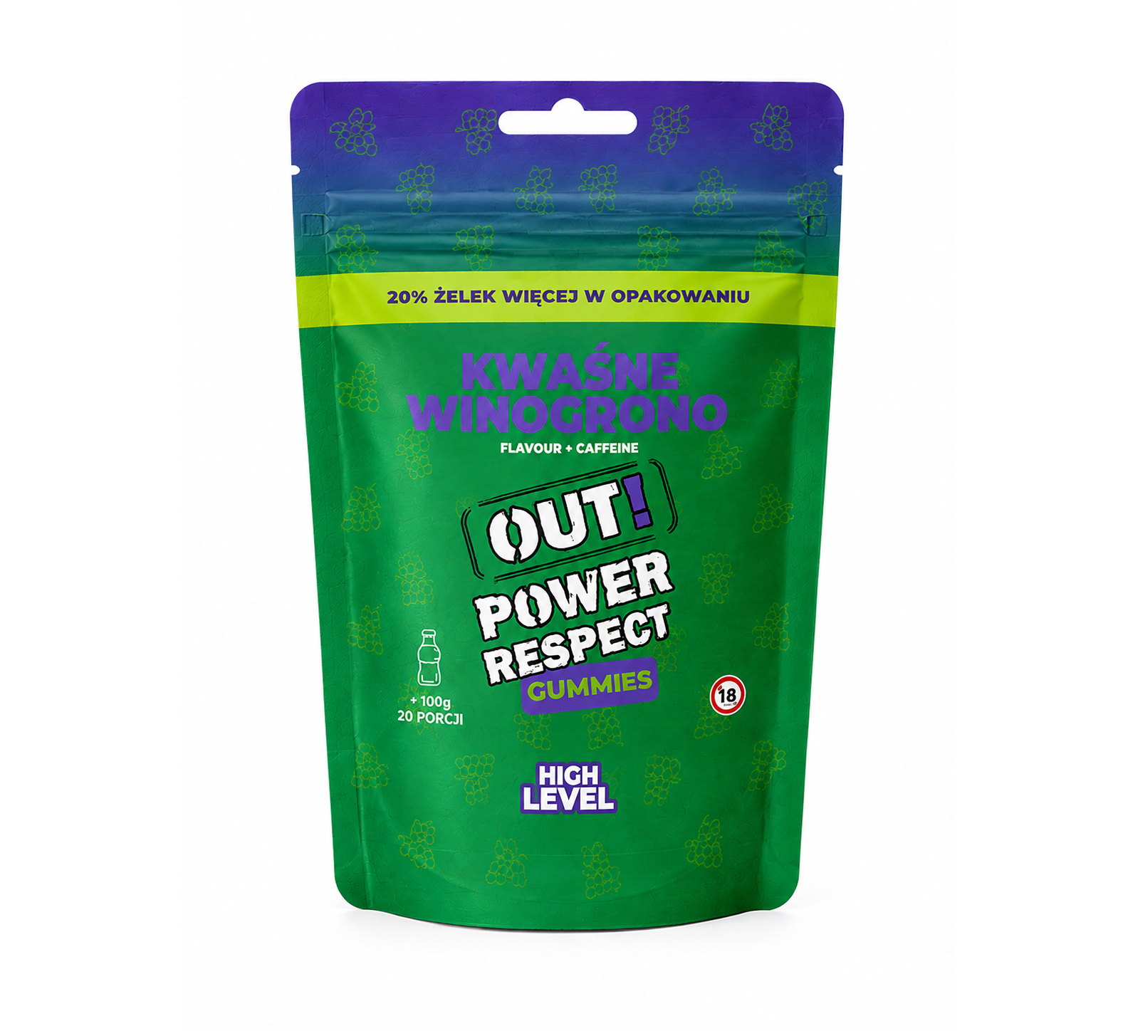 Żelki CBD Kwaśne Winogrono 100g — OUT! Power Respect